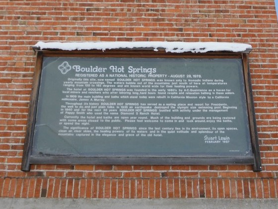 Historical sign about Boulder Hot Springs