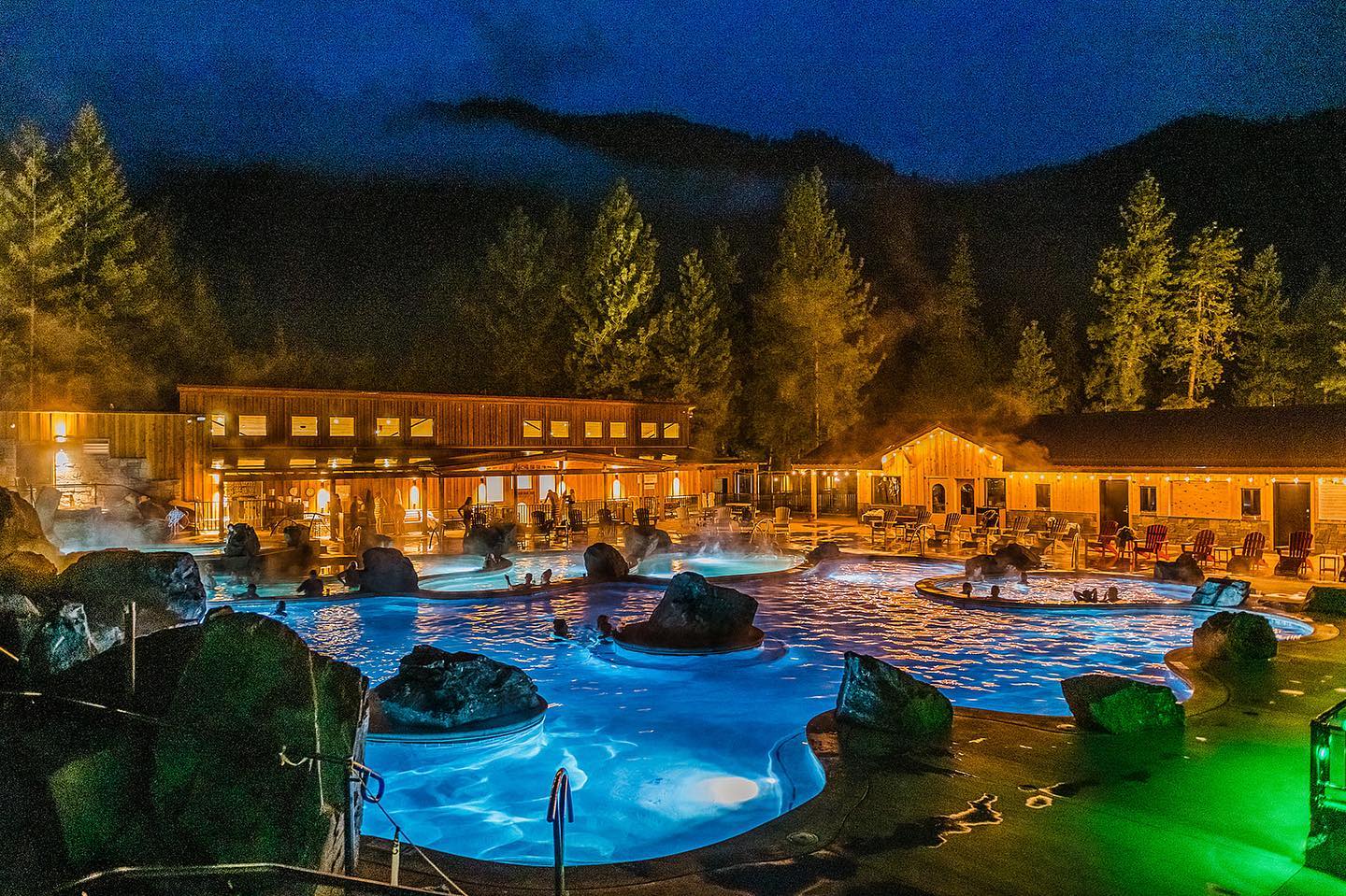 Quinn's Hot Springs Pool at Night